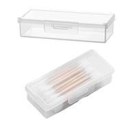 2Pcs Transparent Plastic Cotton Bud Holder Portable Small Cotton Swab Holder Mini Box Dust-proof and Moisture-proof cotton bud dispenser Organizer Travel Case Toothpicks Storage Outdoor Daily Use