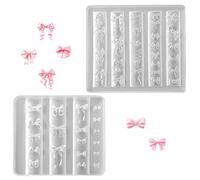 2Pcs Transparent Silicone Bow Nail Charm Mold, 3D Nail Art Mould Carving Template Stencil, DIY Nails Charms Templates for Craft Project Women Nails Decoration