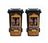 2Pcs Trash Can Sticker 14.57×32.28inch Animal Welcome Theme Design Self-Adhesive Wallpaper Kitchen Bin Decoration Suitable for Trash Cans, Walls, Home Decor (Sunglasses Horse)