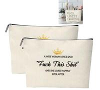 2PCS Travel Cosmetic Bag,A Wise Woman Once Said Motivational Quote Makeup Bag-Small Cosmetic Pouch for Travel, Inspirational Friendship Gifts for Women Best Friend,Sister,Teacher,Wife,Coworker