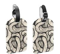 2Pcs Travel Cruise Luggage Tags, Curvy Line Pattern PU Leather Suitcase Identifiers Privacy Cover Name ID Label for Women Kids Girls Baggage