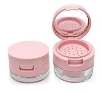 2Pcs Travel Powder Container, Leak-free Reusable Plastic Loose Powder Containers with Mirror, Mini Portable Flip Lid Empty Box for Women & Girl, 5g Loose Containers