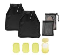 2Pcs Travel Soap Bags with 4 Boxes Travel Soap Sheets, Waterproof Leakproof Soap Case with Soap Bubble Mesh Bag, Quick Dry Hanging Soap Holder for Soap Bar, Travel, Camping, Outdoor Indoor
