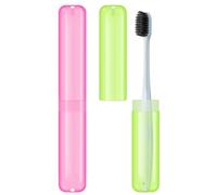 2pcs Travel Toothbrush Case, Toothbrush Cover for Travel with Drain Hole, Matte Green Pink Toothbrush Case Storage Box for Travel Camping School Business
