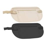 2Pcs Travel Wallet: Money Belt,Anti-Theft Money Belt,Comfortable Adjustable Concealed Moneys Belts for Travel Hidden (Black+Khaki)