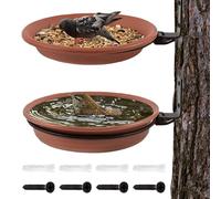 2pcs Tree Mounted Bird Feeder, Wall Mounted Bird Feeding Tray Water Bath Bowl, Birds Hanging Station Installed on Wooden Fences, Trees, Deck, Indoor and Outdoor Walls