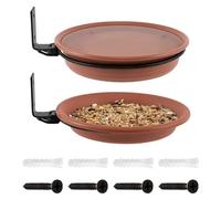 2pcs Tree Mounted Bird Feeder Wall-Mounted Birdbath Tray Water Bath Bowl Birds Hanging Feeders Station Installed On Wooden Fences Trees Deck Indoor Outdoor