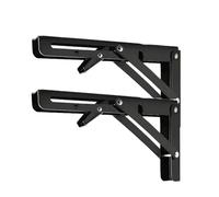 2pcs Triangle Folding Angle Heavy Support Adjustable Wall Mounted Bench Table Shelf(Black 10inch)