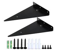 2Pcs Triangle Shelf Brackets, Iron Heavy Duty Wall Mounted Hidden Floating Table Support for Hanging DIY Open Shelving (Black, 170mm*230mm)