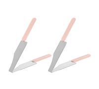 2pcs Triangle Stainless Steel Cake Server with Non Slip Handle Pink