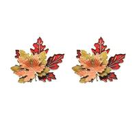 2pcs Triple Maple Leaf Brooch Halloween Crafts Triple Maple Drop Oil Brooch Drop Oil Breastpin Autumn Leaf Thanksgiving Canada Stocking Stuffers Retro Hat Alloy Chic Woman