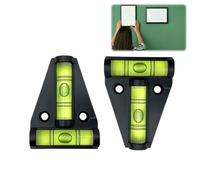 2pcs TType Spirit Level,Mini Spirit Level Set,Small Bubble Le/vel Tool with Cross Check & Bullseye,Bub/ble Leveling Device,High Precision Magnetic Caravan Leveller for Camping(Black)