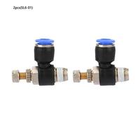 2Pcs Tube Air Flow Speed Controller, Pneumatic Fitting Valve, Pneumatic Regulator Valve with Quick Connect, Copper Plastic Material for Air Compressor System, 6mm Pipe Diameter (SL6-01)