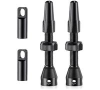 2PCS Tubeless Presta Air Valve Stem for Bike, Presta Valve Adapter with Core Removal Tool, 44mm Alloy Tubeless Presta Valve Stem,Black.