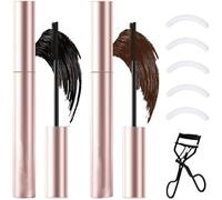 2Pcs Tubing Mascara Brown & Black Duo for Lash Makeup, a Black Eyelash Curler, 5pcs Eyelash Curler Special Adhesive Strip Perfect for Day and Night Looks Essential Enjoy Beautifully Full and Thick La
