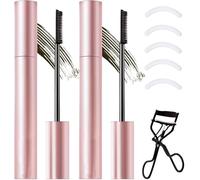 2Pcs Tubing Mascara Duo for Lash Makeup, 2pcs Eyelash Curler, 5pcs Eyelash Curler Special Adhesive Strip Perfect for Day and Night Looks Essential Enjoy Beautifully Full and Thick La (Brown)