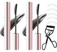 2Pcs Tubing Mascara Duo for Lash Makeup, 2pcs Eyelash Curler, 5pcs Eyelash Curler Special Adhesive Strip Perfect for Day and Night Looks Essential Enjoy Beautifully Full and Thick La (Black)