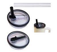 2PCS Tumbler Flip Straw Lid Replacement Fit for Stanley Quencher 40 oz, Leak-Proof,Reusable Tumbler Cover (BLACK)