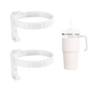 2pcs Tumbler Handle for Stanley 14oz Quencher H2.0 Flowstate Tumbler, 14oz Tumbler Handle Attachment Anti-Slip Improved Grip Car Cup Holder Friendly for Cup Accessories (White)