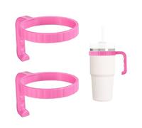 2pcs Tumbler Handle for Stanley 20oz Quencher H2.0 Flowstate Tumbler, Tumbler Handle Attachment 20oz Anti-Slip Car Cup Holder Friendly Improved Grip for Cup Accessories (Pink)