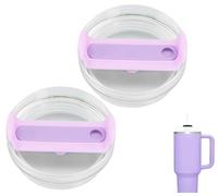 2pcs Tumbler Lid for 40oz Stanley Cup,Replacement 40 oz Tumbler Lid,Dustproof Spill Proof Splash Resistant Tumbler Lids Reusable Tumbler Cover for Stanley and More Coffee Mugs (Transparent Purple)