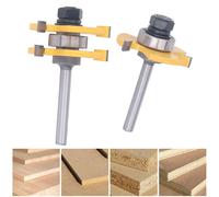 2Pcs Tungsten Carbide Tongue & Groove Router Bits 1/4" Shank, T-Shaped Milling Tools