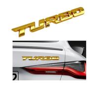 2PCS Turbo Car Emblem Decal, 3D Metal Fender Logo Badge Sticker, Zinc Alloy Auto Front Hood Side Body Emblem Sticker, Universal Exterior Decor Car Accessories for SUV Truck (Goldren)