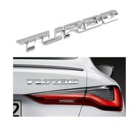 2PCS Turbo Car Emblem Decal, 3D Metal Fender Logo Badge Sticker, Zinc Alloy Auto Front Hood Side Body Emblem Sticker, Universal Exterior Decor Car Accessories for SUV Truck (Silver)