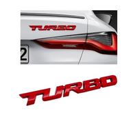 2PCS Turbo Car Emblem Decal, 3D Metal Fender Logo Badge Sticker, Zinc Alloy Auto Front Hood Side Body Emblem Sticker, Universal Exterior Decor Car Accessories for SUV Truck (Red)