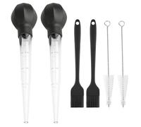 2pcs Turkey Baster Syringe, Baster for Cooking, Turkey Baster Large, Basting Syringe, Meat Baster Pipette,Long Cooking Turkey Injector for Oiling Turkey Beef Pork + 2 Cleaning Brush,2 Silicone Brush