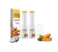 2PCS Turmeric Lip Balm for Dark Lips, Turmeric Lip Balm, Long Lasting Moisturizing Lip Care Cream, Natural Bright Lip Mask, Fade-Lip-Discoloration and Repair for Dry Cracked Lips