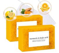 2pcs Turmeric Soap Bar - Kojic Acid & Turmeric Soap - Lemon,Kojic Acid, Acne, Dark Spots, Hyperpigmentation & Smooth Skin - Firming Pores,Refreshing,Deep Cleansing for Women,Men