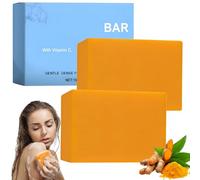 2PCS Turmeric Soap Bar with Vitamin C,Dark Spot Remover & Exfoliating Cleanser,Tumeric Soap Bar for Face,Body,Back & Shoulders,Brightening & Moisturising Natural Bar Soap,Skin Smoothing Cleansing Bar