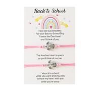 2PCS Turtle Bracelet Back To School Gift Bracelet Plus Card Back To School Gifts Bracelet Set For 2 First Day Of School Bracelet Mommy And Me Bracelets For Mother Braided Leather Bracelets for Men's