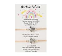 2PCS Turtle Bracelet Back To School Gift Bracelet Plus Card Back To School Gifts Bracelet Set For 2 First Day Of School Bracelet Mommy And Me Bracelets For Mother Braided Leather Bracelets for Men's