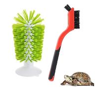 2pcs Turtle Brush with Suction Cup Turtle Shell Cleaning Brush and Turtle Exfoliate Brush Tortoise Accessories for Turtle Tank Supplies (Green)