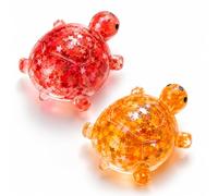 2Pcs Turtle Squishy, Glitter Balls with Slow Rise Feature, Orange and Red Animal Squishys for Focus Enhancement During Work or Travel, 2 Piece Set of Mini Squishy