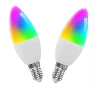 2Pcs Tuya Smart WiFi LED Bulb Five-Way Spiral Candle Bulb WiFi RGB Bulb Remote Control and Voice Control 9W