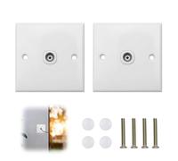 2PCS TV Aerial Coaxial Wall Socket Faceplate White FM Radio Outlet