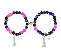 2pcs TV Girl Bracelet, Friendship Matching Magnetic Couple Bracelet Love Guitar Heart Beads Bracelets for Best Friends Bff Cosplay Accessories for Valentines Christmas Birthday Bride Bridegroom