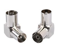 2Pcs TV PAL Male to Female Adapter TV Aerial Coaxial Adaptor Right Angle RF Coax Connector 90 Degree Cable Connector Aerial Splitter for Wall Mounted TVs Satellite And Antenna Cables Copper
