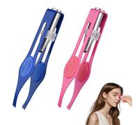 2Pcs Tweezers with Light,Tweezers for Facial Hair Women & Man,Stainless Steel Eyebrow Tweezer Women,Light Up Tweezer with LED Light Precision Eyebrow Eyelash Hair Removal(Pink+Blue)