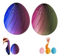 2PCS Twisty Fidget Egg, 3D Printed Slippery Egg Fidget, Rotating Fidget Puzzle Toy, 3D Printed Sensory Fidget Toys, Easter Egg Toys for Easter Basket Stuffers, Stress Relief Toys for Adults Kids (B1)