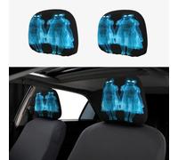 2pcs Two Female Ghosts Car Headrest Covers, Scary Headrest Covers For Cars | Funny Scary Print, Stretchy Polyester Fabric Seat Headrest Protector For Auto Interior Decoration