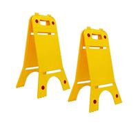2Pcs Two-Sided Fold-Out Printable Signboard with Handle | Portable Folding Blank Floor Sign | Printable A-type Plastic Warning Sign for Businesses, Hotels, Malls, Restaurants - Yellow