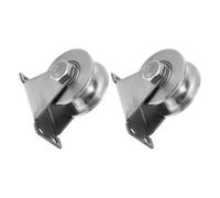 2pcs U Groove Pulley Roller Stainless Steel for Sliding Doors | Dual Bearing Bracket, Heavy Load Support, Smooth Surface, Commercial Gate Tracks, Silver Finish