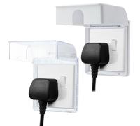 2PCS UK Socket Cover Box, Childproof Electrical Outlet & Plug Protector, Waterproof Splash Plugs Guard Covers, Light Switch Guard for Home Security Baby Proofing Safety (White + Transparent)