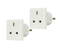 2Pcs UK to EU Plug Adapter 2 Pin Socket Extension Converter 13 Amp Universal Travel Adapter for Europe 240 V Compact Socket Multi plug for Home Phone Laptop Computer