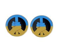 2Pcs Ukraine Flag Peace Symbol Pins, Alloy Enamel Lapel Pin with Handshake Design, Blue & Yellow Solidarity Badges, Anti-War Unity Pins