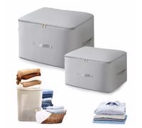 2Pcs Ultra Space Saving Self Compression Organizer, Compression Packing Cubes, Luggage Clothes Packing Organiser Bags, 2024 New Compression Storage Bags with Zipper(54*42*30cm and 54*42*60cm, Grey)